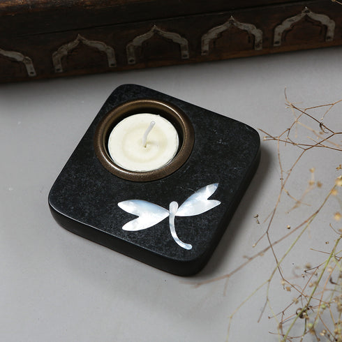 Tea Light Holder with Mother of Pearl Inlay